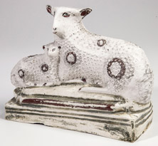 Chalkware Sheep and Lamb Figure