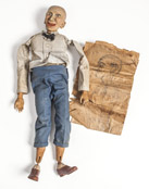 Carved Folk Art Doll with Original Drawing
