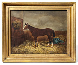 Early Signed Oil Portrait of a Horse