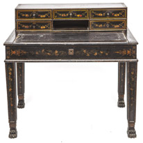 Signed Decorated French Writing Desk