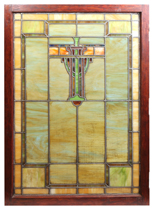 Prairie School Arts & Crafts Stained Glass Window
