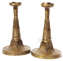 Pair of Apollo Studios, NY Arts and Crafts Candlesticks
