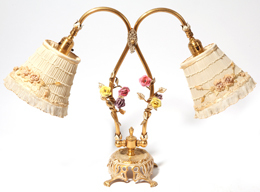 Edwardian Brass & Porcelain Dresser Lamp