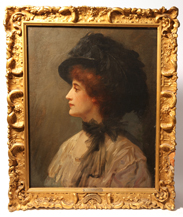 20th Century Oil Painting of Lady in Hat