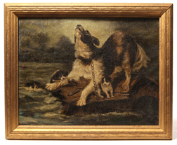 Oil Painting of Dog In Flood