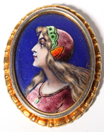 French Enamel Pin, Portrait of Lady