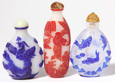 Three Peking Glass Snuff Bottles