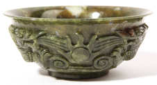 Chinese Carved Spinach Jade Bowl