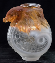 Lalique "Imperial" Frosted and Amber Vase