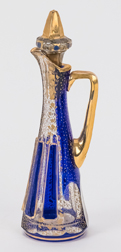 Moser Decorated Art Glass Cut Overlay Cruet