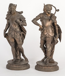 Pair Bronzed Spelter Sculptures