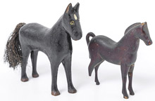 Two Folk Art Carved Horses