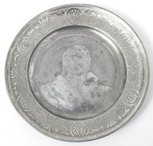 Pewter Seder Plate with Engraved Portrait