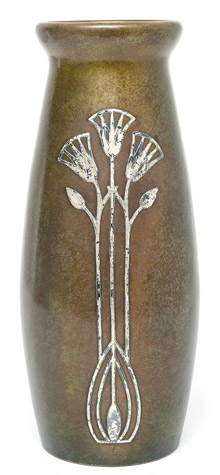 Heintz Arts & Crafts Silver On Bronze Vase