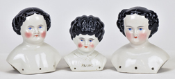 Three Victorian China Head Dolls