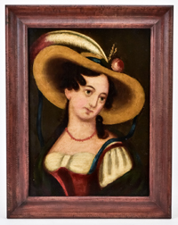 Folk Art Portrait of a Young Lady