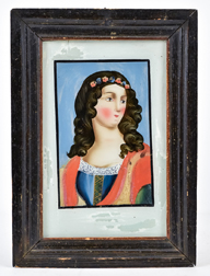 Reverse Painting on Glass of Young Lady