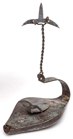 1817 Wrought Iron Betty Lamp