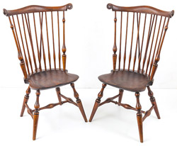 Pair Wallace Nutting Brace-Back Windsor Chairs