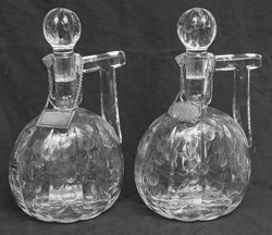 Pair Of Fine Copper Wheel Engraved Decanters