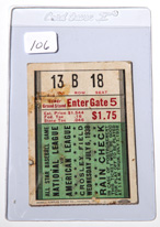 1938 All Star Game Ticket Stub