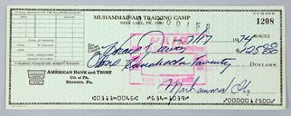 Muhammed Ali Training Camp Autographed Check