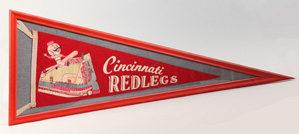 Framed 1950's Cincinnati Reds Crosley Field  Pennant
