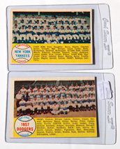 1958 Topps Dodgers & Yankees Team Cards