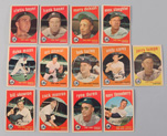 Thirteen 1959 Topps Yankees Cards