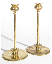 Pair Jarvie Style Bronze Candlesticks