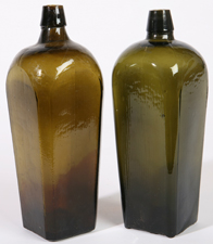 TWO OLIVE GREEN GIN BOTTLES