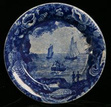 HISTORICAL BLUE STAFFORDSHIRE CUP PLATE