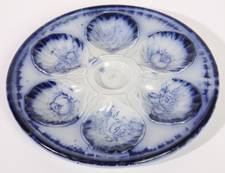 EARLY FLOW BLUE OYSTER PLATE