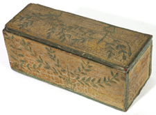19TH CENTURY CARVED & PAINTED SLIDING LID BOX