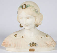 PETER BAZZANLI ITALIAN MARBLE BUST OF YOUNG LADY