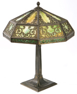 LARGE SLAG GLASS TABLE LAMP