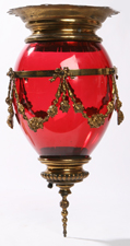 OUTSTANDING VICTORIAN CRANBERRY HALL LAMP