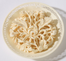 CHINESE CARVED IVORY BOWL OF FLOWERS