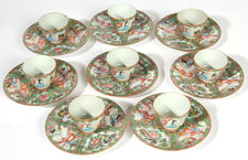 8 CHINESE FAMILE ROSE CUPS & SAUCERS