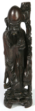 CHINESE CARVED TEAK BRASS INLAID  IMMORTAL