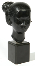 CHINESE BRONZE ARTIST SIGNED BUST OF YOUNG LADY