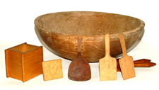 Lg. Early Wooden Bowl & Woodenware 