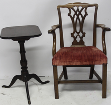Chippendale Arm Chair & Candle Stand
