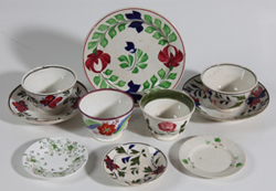 LOT OF EARLY DECORATED SOFT PASTE ITEMS