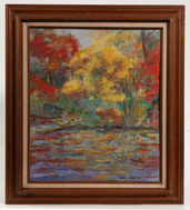 MARY LORANTOS OIL PAINTING WELLESLEY, MA. OIL ON BOARD