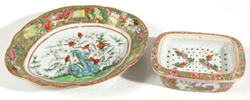 CHINESE FAMILE ROSE SOAP DISH & TRAY 
