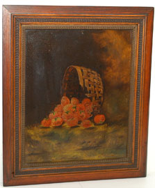 Still Life Oil Painting of Basket of Strawberies