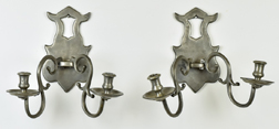 Pair 18th Century Pewter Candle Wall Sconces