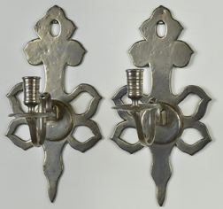 Pair 18th Century Pewter Candle Wall Sconces
