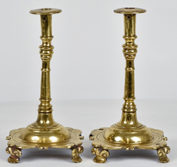 Massive 18th Century Brass Candlesticks